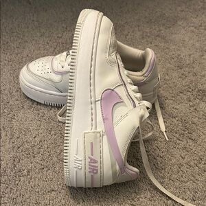 Women's White and Purple Athletic Shoes